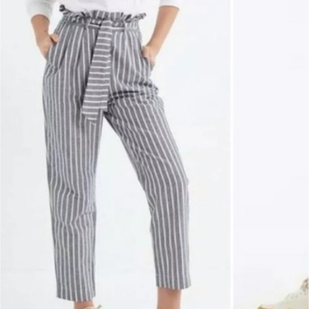 Topshop Gray Striped Pants
